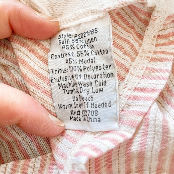 Johnny Was Pete & Greta Barbour Red Stripe Sleeveless Embroidered Shift Medium - Picture 10 of 10